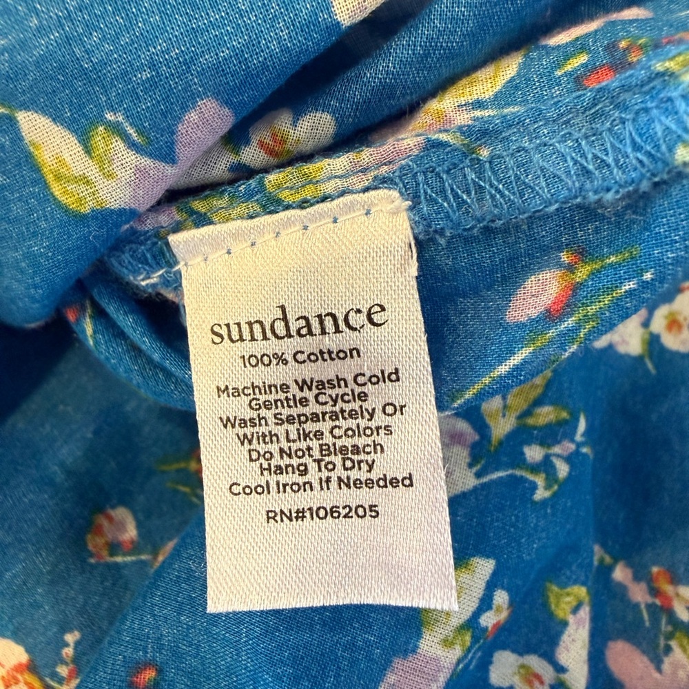 Sundance Cottagecore Lightweight Blue Floral Print Button Down Shirt Size SP - Picture 5 of 9